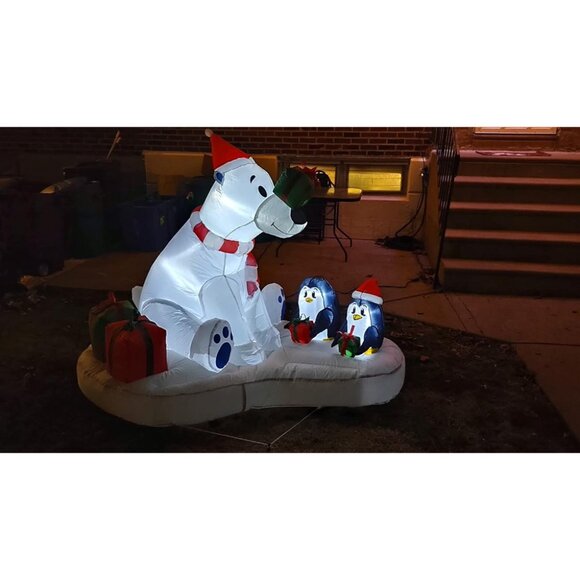🆕6 FT Long Christmas Inflatable Gift Bear Outdoor Yard Decoration - Picture 1 of 10